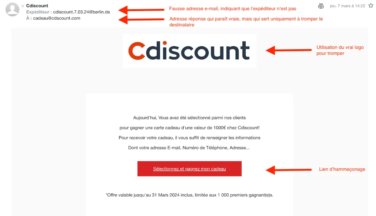 mail de phishing Cdiscount