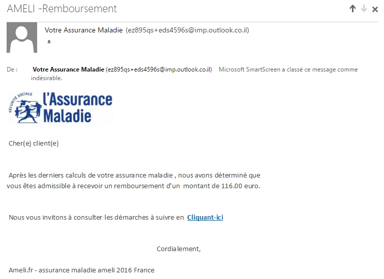 mail de phishing : Amelie